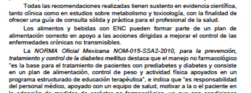 Postura de la Federación Mexicana de Diabetes, A.C. sobre edulcorantes no calóricos