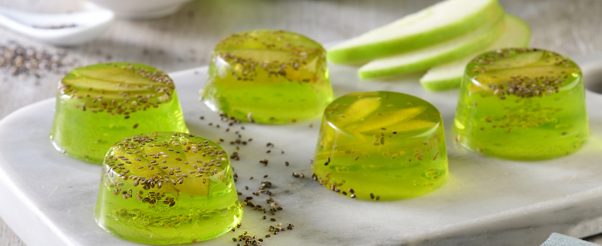 Gelatina light de manzana verde con chía