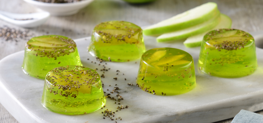 Gelatina light de manzana verde con chía