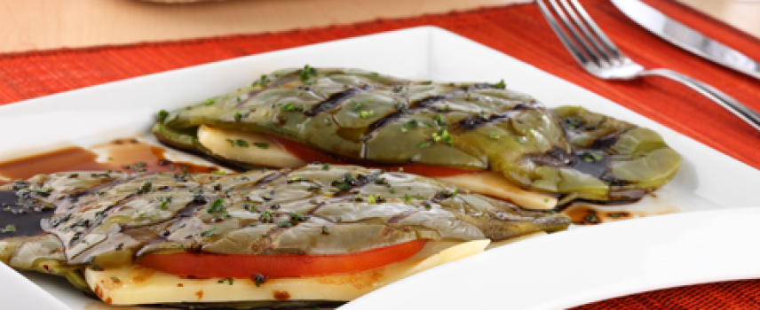 Nopalitos con queso en salsa roja