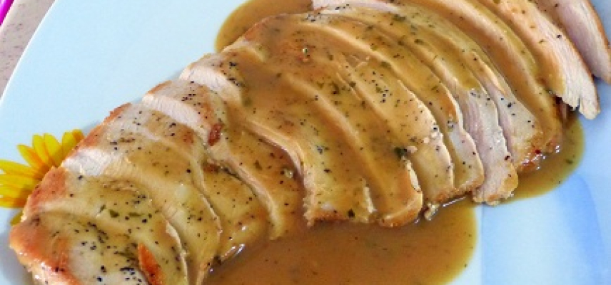 Pavo con puré de pera