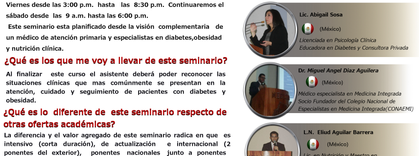 Seminario Internacional Intensivo de Actualización en Diabetes y Obesidad en Torreón Coahuila