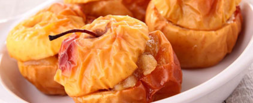 Manzanas al horno con plátano