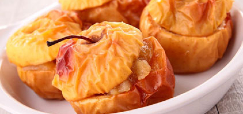Manzanas al horno con plátano
